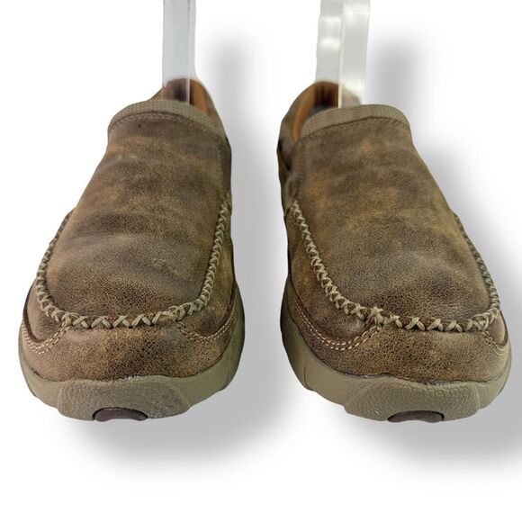 Twisted X Slip On Driving Moc Loafer Casual Bomber Brown Tan Leather Men’s 9 M - Picture 4 of 14